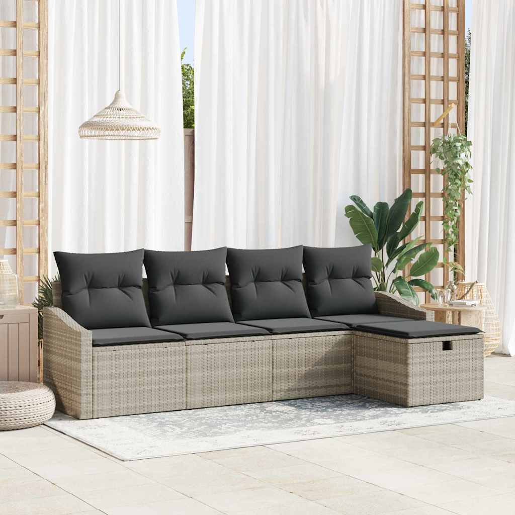Garten-Sofa-Set 5 pcs Hellgrau 233 x 117 x 85 cm Poly Rattan